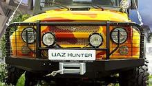 Бампер OJ передний УАЗ Хантер с площадкой и кенгурином лифт (с защитой фар)